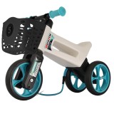 Bicicleta fara pedale cu cosulet pentru ghidon, 2 in 1, 18+ luni, pneuri si manere de cauciuc, 4 nivele de reglaj pe inaltime, Funny Wheels Rider Supe