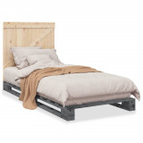 Cadru de pat cu tablie, gri, 90x200 cm, lemn masiv de pin GartenMobel Dekor, vidaXL