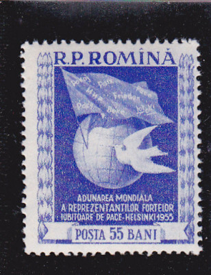ROMANIA 1955 - ADUNAREA MONDIALA PENTRU PACE, HELSINKI, MNH - LP 384 foto