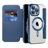 Husa MagSafe pentru Apple iPhone 11 Pro Max, Techsuit, SmartMag Book, Albastra