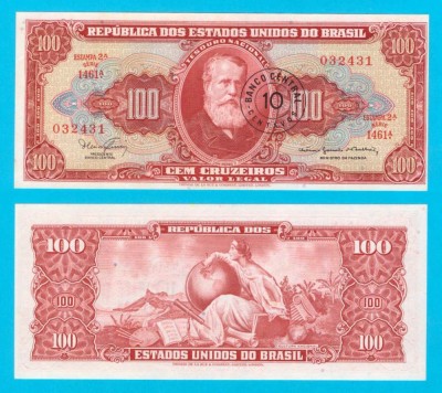 Brazilia (p#185) 10 Centavos 1966 UNC &amp;#039;Dom Pedro II&amp;#039; serie: 032431 foto