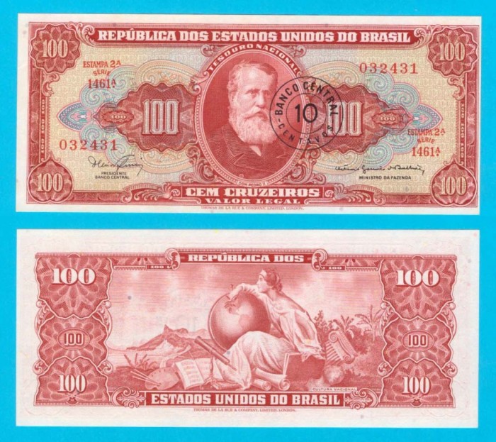 Brazilia (p#185) 10 Centavos 1966 UNC &#039;Dom Pedro II&#039; serie: 032431