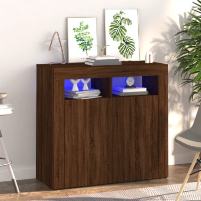 Gossi dulap cu lumini led, stejar maro, 80x35x75 cm foto