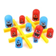 Joc Interactiv, Cyrax, Tic Tac Toe Gobble, din Plastic, +3 Ani, 18 Piese, 21.5 x 4 x 10 cm, Albastru/Rosu