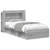 vidaXL Cadru de pat cu depozitare cu headboard Sonoma gri 75 x 190 cm 3433426