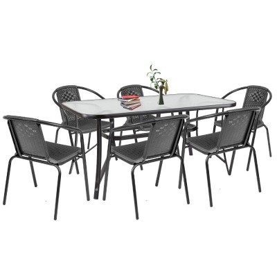 Set mobilier de grădină Elzas 6+1 negru foto