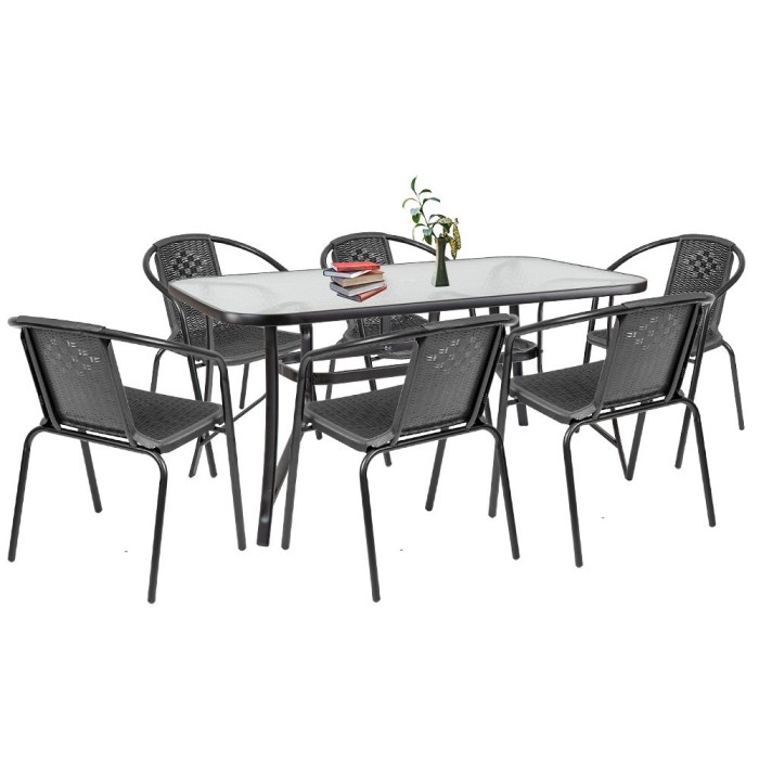 Set mobilier de grădină Elzas 6+1 negru