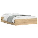 Cumpara ieftin Cadru de pat cu sertare stejar sonoma 135x190 cm lemn prelucrat