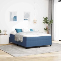 vidaXL Pat cu arcuri albastru 140 x 200 cm Țesătură de catifea