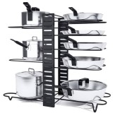 Organizator ajustabil metalic pentru organizare tigai, oale, tocatoare, 54.5 cm, negru