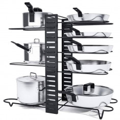 Organizator ajustabil metalic pentru organizare tigai, oale, tocatoare, 54.5 cm, negru foto