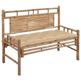 Cumpara ieftin Banca de gradina cu perna, 120 cm, bambus