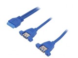 Cablu USB 3.0 19pin 2xUSB A 0,65m