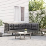 VidaXL Set mobilier de grădină cu perne, 4 piese, gri, poliratan