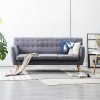 Canapea 3 locuri Gossi, textil gri deschis, 172x70x82 cm, cadru MDF, picioare lemn hevea, confortabila, living, relaxare