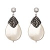 Cercei Pearl Drop Argint 925 cu perle, marcasit si zirconiu. Placati cu rodiu, 4.5cm. Set cu colier si bratara Pearl Drop