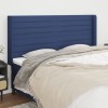 VidaXL Tăblie de pat cu aripioare, albastru, 163x16x118/128 cm, textil 3119732