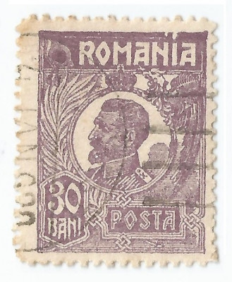 *Romania, LP 72/1929, Ferdinand - uzuale, 30 bani violet, eroare 2, oblit. foto