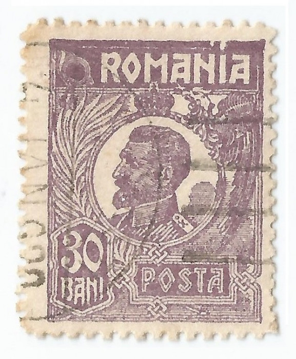 *Romania, LP 72/1929, Ferdinand - uzuale, 30 bani violet, eroare 2, oblit.