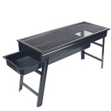 Cumpara ieftin Gratar Gradina Portabil Otel Dreptunghiular Grunberg BBQ04, Grill Cromat, Picioare Pliabile, Carbune/Brichete, 60x22x32cm