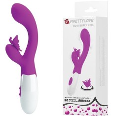 Vibrator Iepuras Butterfly Kiss, 30 Moduri Vibratii, Silicon, Mov, 20 cm