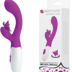 Vibrator Iepuras Butterfly Kiss, 30 Moduri Vibratii, Silicon, Mov, 20 cm