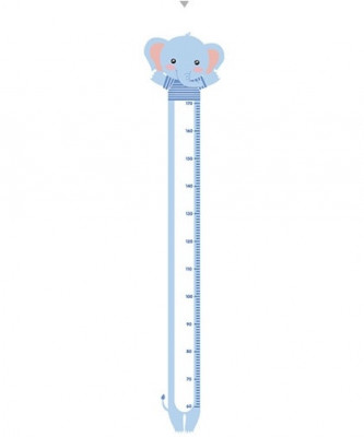 Sticker autocolant metru masurare inaltime copii, Elefant, diagrama inaltimii, albastru, 170cm foto