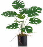 Planta Artificiala De Palmier Tropical In Ghiveci Cu Frunze Verzi, Inaltime 51 cm