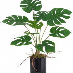 Planta Artificiala De Palmier Tropical In Ghiveci Cu Frunze Verzi, Inaltime 51 cm