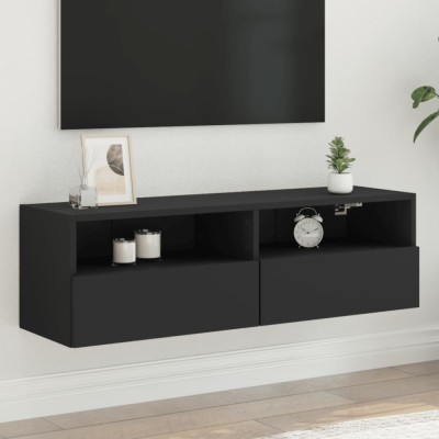 vidaXL Comodă TV de perete, negru, 100x30x30 cm, lemn prelucrat foto