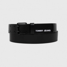 Tommy Jeans curea de piele barbati, culoarea negru