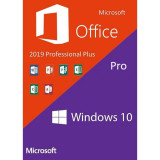 Cumpara ieftin DVD nou Windows 10 Pro + Office 2019, licenta originala Retail, activare online, Microsoft
