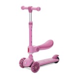Trotineta, Lorelli Speedster, pana la 50 kg, scaun pliabil si reglabil, maner reglabil, roti cu leduri, frana de picior, Pink