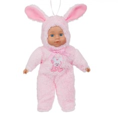 Păpușă Bebeluș, Model Iepuraș, Culoare Roz, Lungime 34 cm