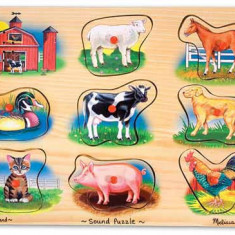 Puzzle lemn cu sunete Animale de la Ferma Melissa and Doug