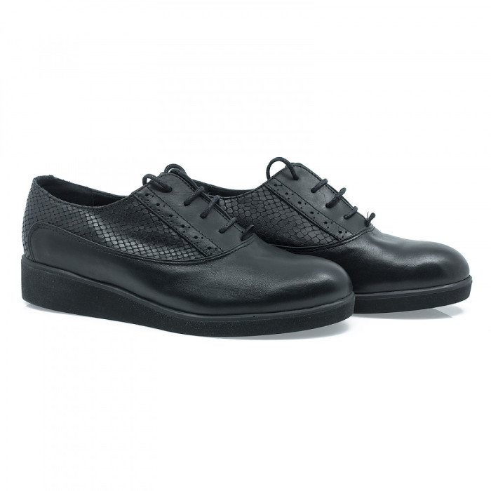 Pantofi dama, Caspian, Cas-5825, casual, piele naturala, negru