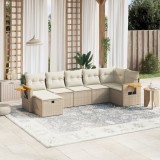 Gossi set canapele de gradina, 7 piese, cu perne, bej, poliratan