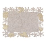 Suport farfurie decorativ de Craciun ecru cu glitter, CMCLASS