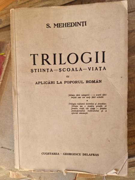 TRILOGII STIINTA-SCOALA-VIATA - S.MEHEDINTI