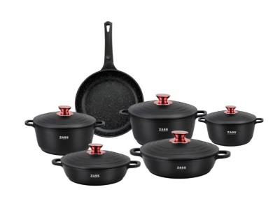 Set oale de inalta calitate din aluminiu 11 piese Zass Gourmet Berlin ZG-ACS 01, Negru - RESIGILAT foto