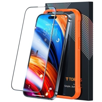 Folie pentru iPhone 15 Pro Max - Torras GlassGo Tempered Screen Protector - Black foto