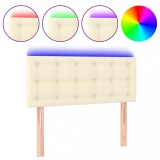 Cumpara ieftin Tablie de pat cu LED, crem, 90x5x78/88 cm, piele ecologica