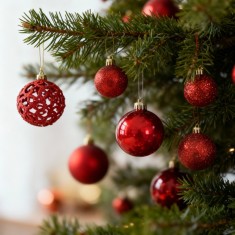 Set globuri Craciun 100 piese cu varf brad rosu, decoratiuni brad diferite dimensiuni 3cm 4cm 6cm