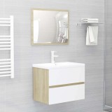 Set mobilier baie, 2 piese,alb și stejar Sonoma, PAL
