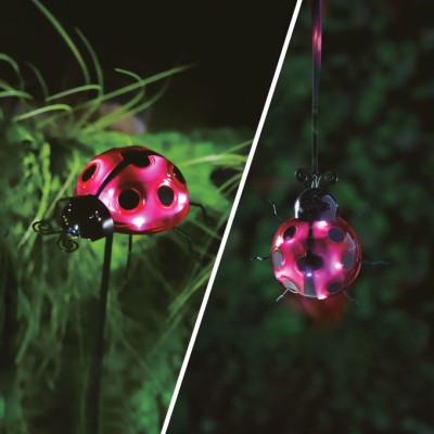 Lampă solară - buburuză - roșu - 15 x 7 x 16 cm - 6 LED-uri_11771A foto