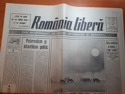 ziarul romania libera 8 august 1990-art.&amp;quot;intre inflatie si somaj-cum traim?&amp;quot; foto