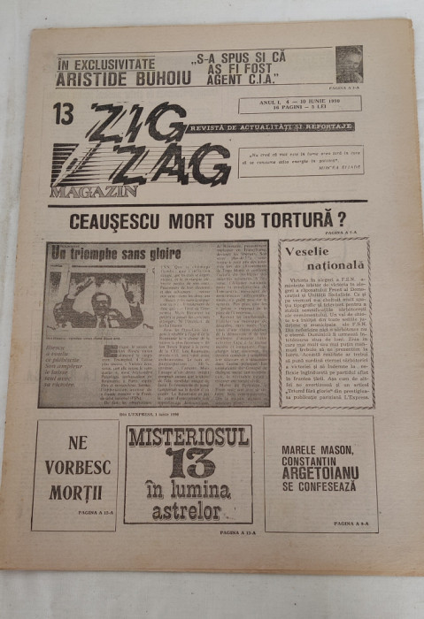 ZIG ZAG Magazin (4-10 iunie 1990) Anul 1, nr. 13