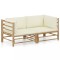 Gossi set mobilier de gradina cu perne alb crem, 2 piese, bambus