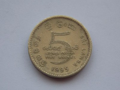 5 RUPEES 1995 SRI LANKA-COMEMORATIVA-(50th Anniversary, United Nations) foto