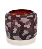 Cumpara ieftin Suport lumanare sticla bordeaux bej Sampur &Oslash;21x19h